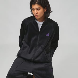 スタジアム ルーズフィット ベロア トラックトップ adidas (アディダス) ブラック