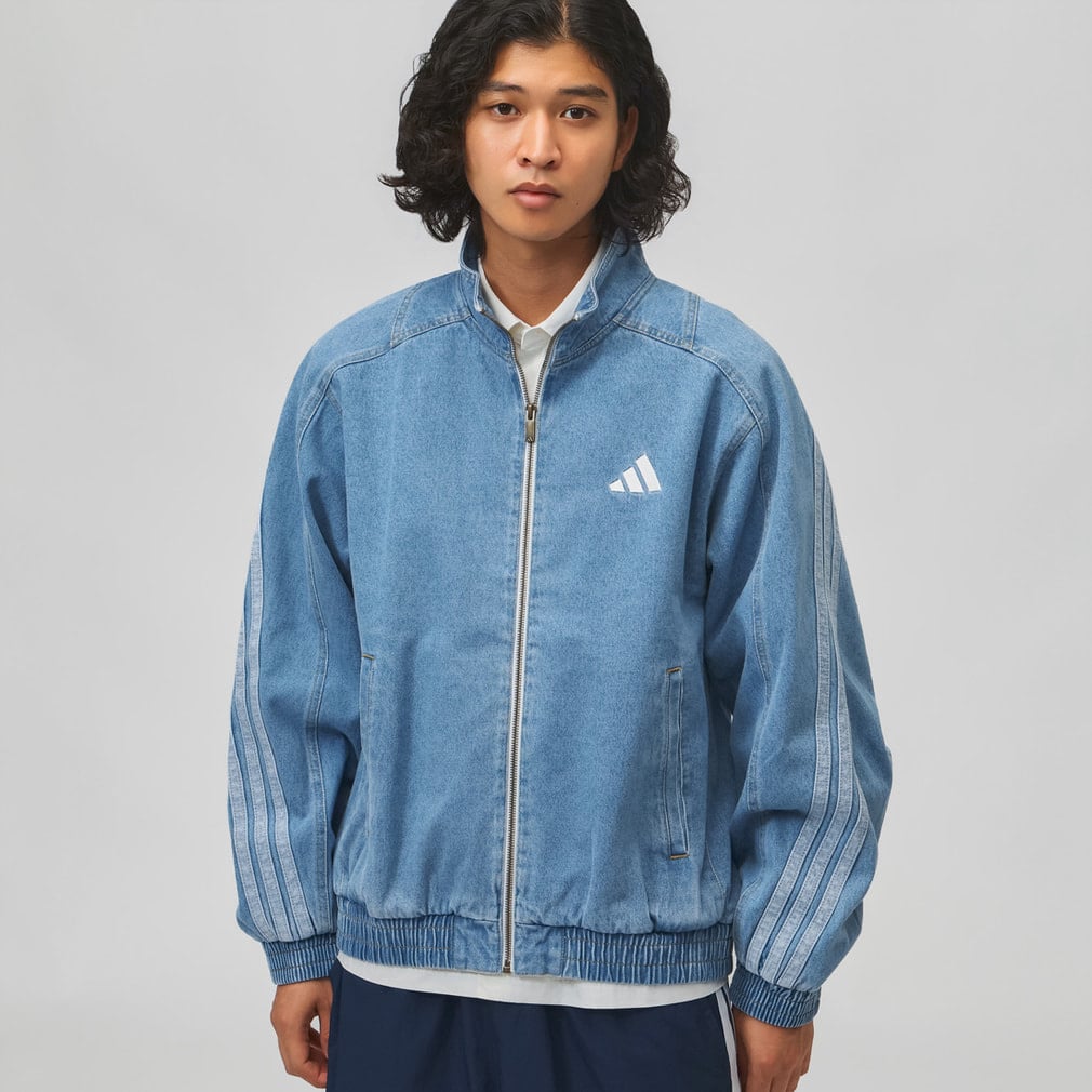 スタジアム ルーズフィット デニム トラックジャケット adidas (アディダス) ブルー