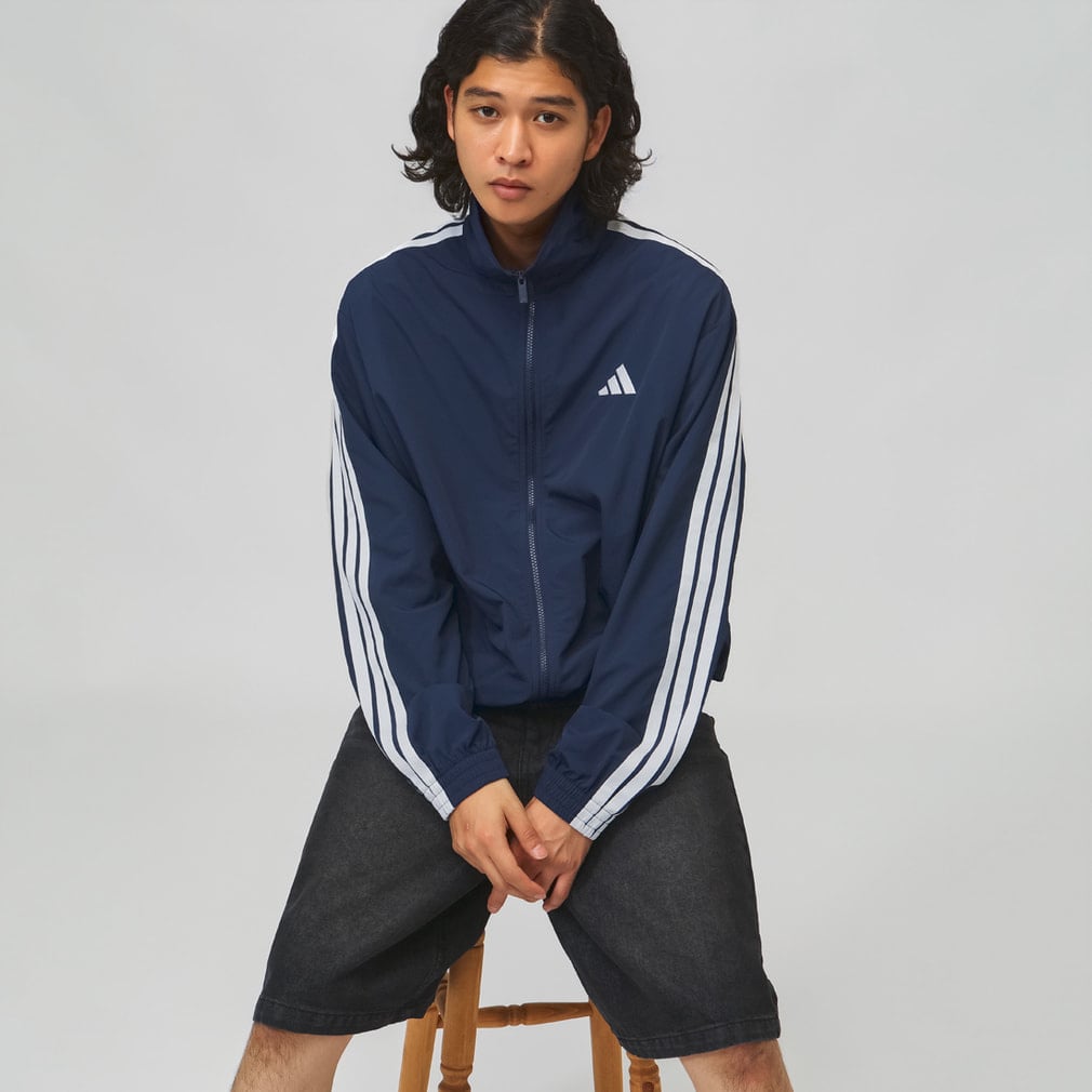 スタジアム ライト ツイル ルーズフィット トラックジャケット adidas (アディダス) ネイビー