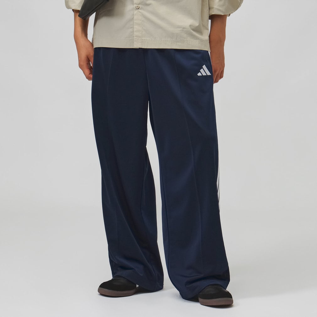 スタジアム トリコット ルーズフィット ストレート レッグ パンツ adidas (アディダス) ネイビー
