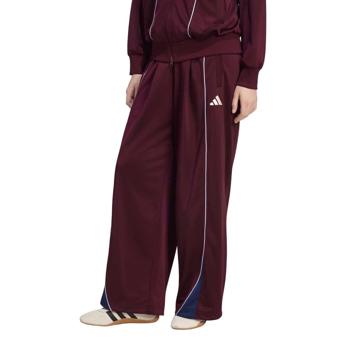 スタジアムトリコットルーズフィットトラックパンツ adidas (アディダス) バーガンディ