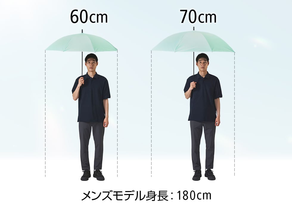 長日傘 メンズサイズ比較図