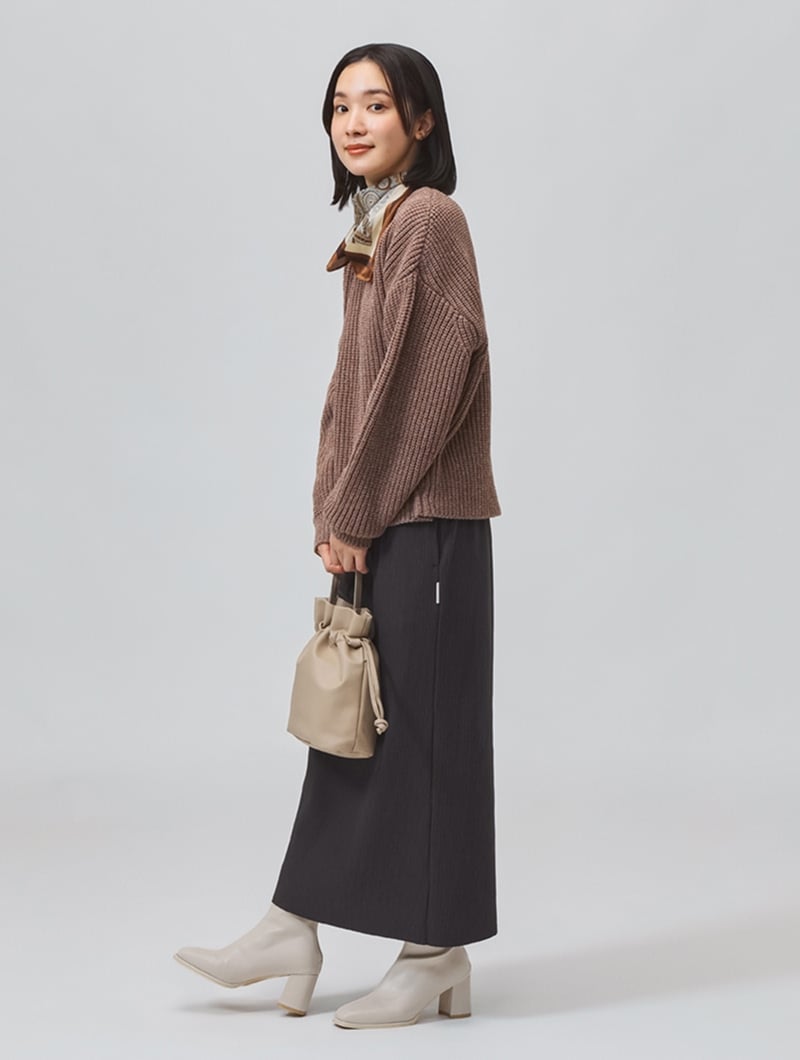 ニットブラウンコーデ6