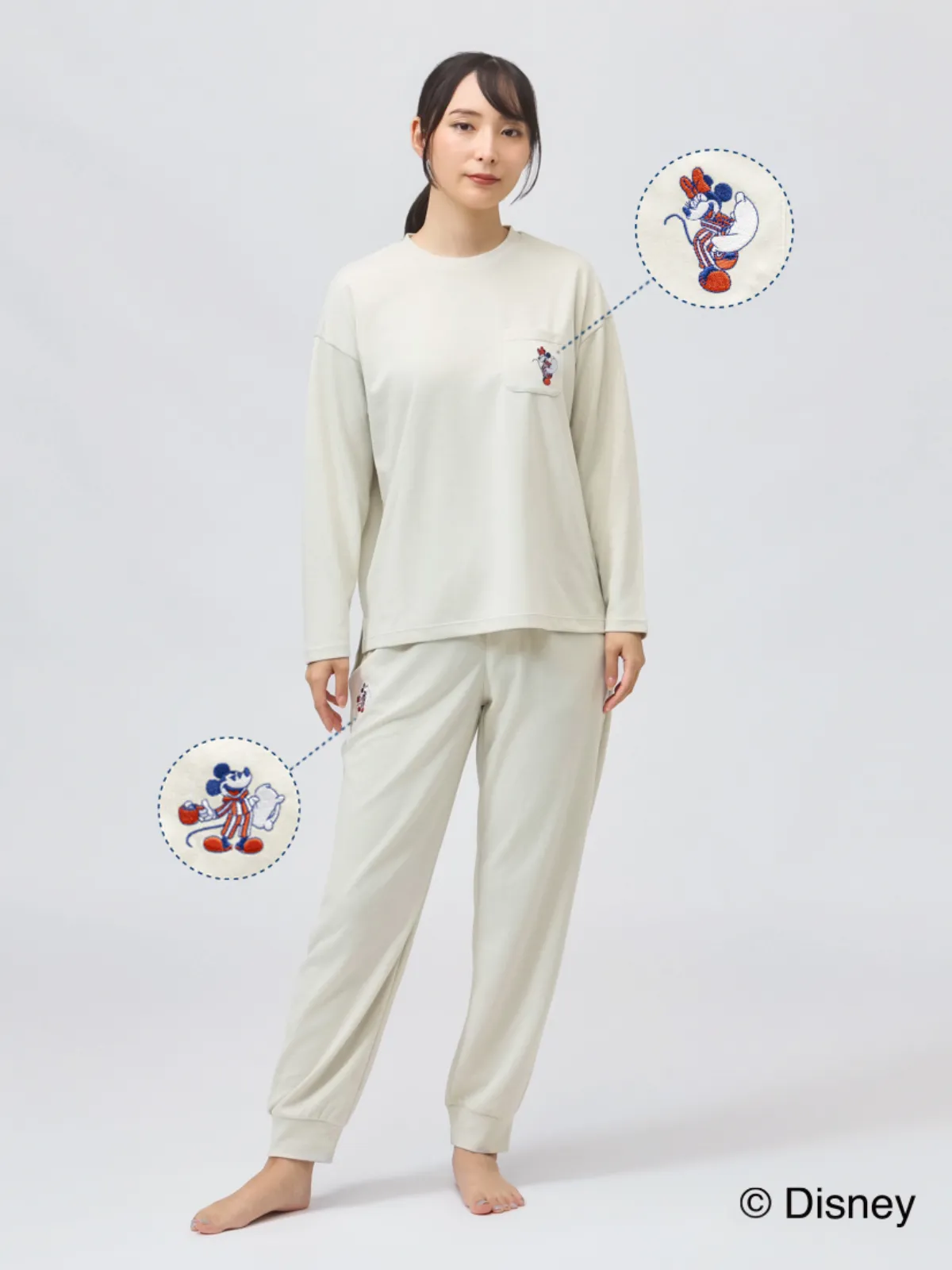 ディズニーデザイン長袖Tシャツ／ディズニーデザインロングパンツ
