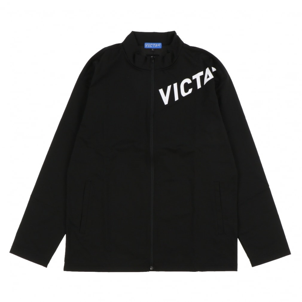 ヴィクタス メンズ レディス 卓球 半袖ポロシャツ 2023年度男子日本代表モデル トレーニングジャケット 542301 V-NJJ307 ブラック×ホワイト VICTAS