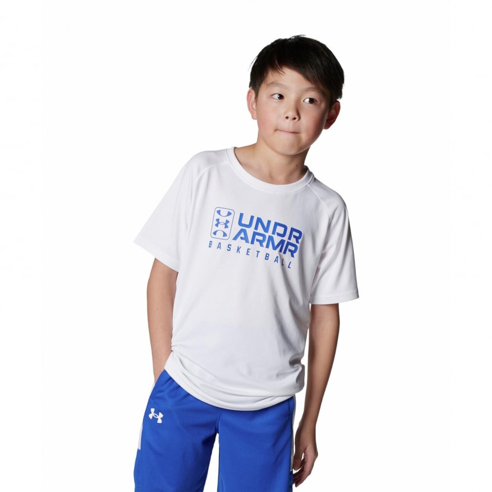 アンダーアーマー ジュニア(キッズ・子供) バスケットボール ノースリーブシャツ UAテック ロゴ ショートスリーブTシャツ 1384729 UNDER ARMOUR