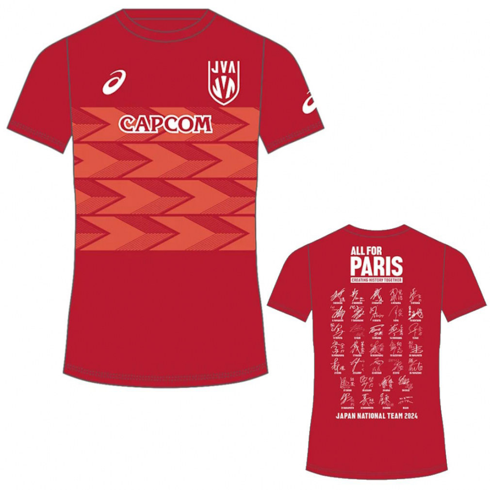 アシックス メンズ レディス バレーボール 半袖Tシャツ 2024年VB男子日本代表応援Tシャツ(サイン入り) 2053A232 : レッド asics