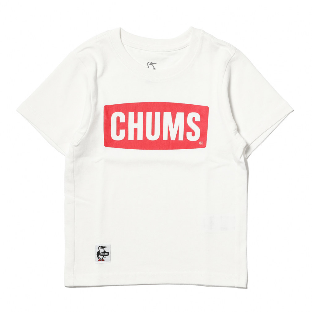 2024春夏 チャムス ジュニア 子供 アウトドア 半袖Tシャツ キッズチャムスロゴTシャツ KD CHUMS Logo T-Shirt CH21-1280 W014 : ホワイト×レッド CHUMS