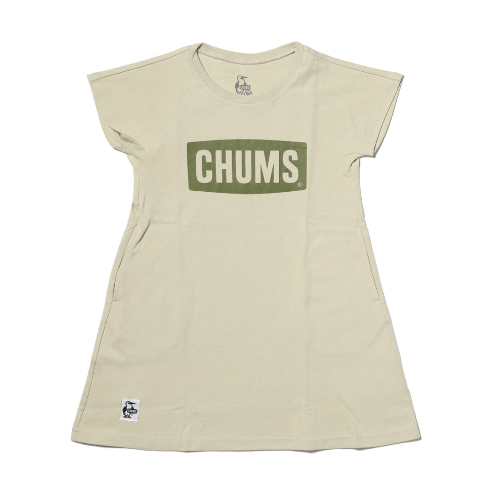 2024春夏 チャムス ジュニア 子供 アウトドア 半袖Tシャツ ワンピース キッズチャムスロゴドレス CH21-1284 G076 : セピア×カーキ CHUMS