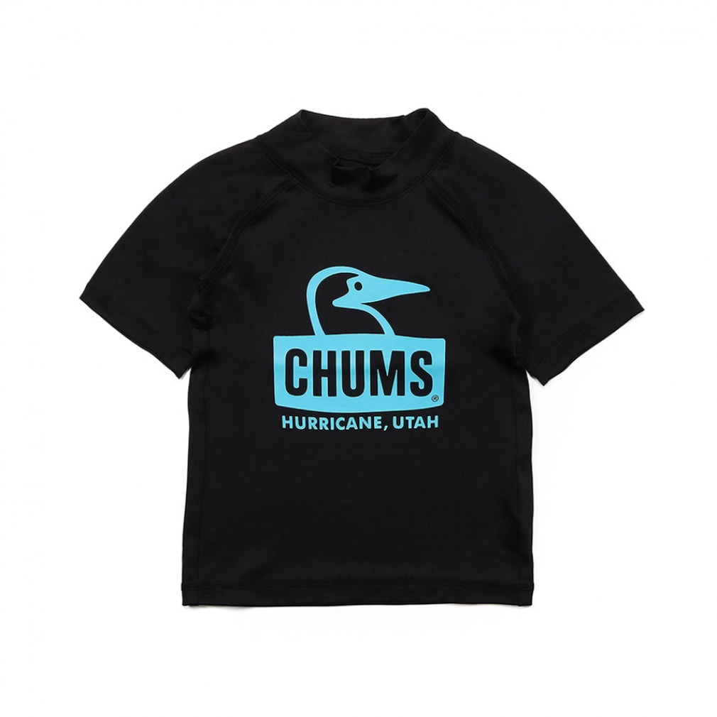 2024春夏 チャムス ジュニア 子供 ラッシュガード キッズスプラッシュブービーフェイスTシャツ CH21-1331 K001 : ブラック CHUMS